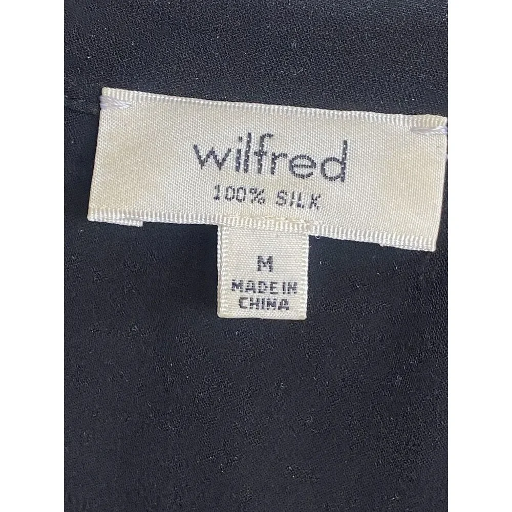 Wilfred Aritzia Women's M Bossut 100% SILK Shirt Dress Black Long Sleeve Button - Picture 7 of 10